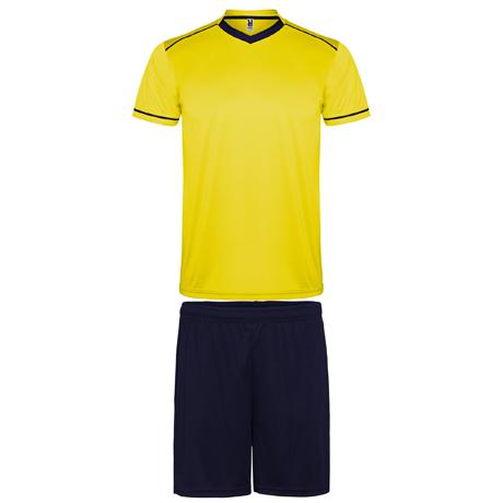 Maillot de football Jeu de 10 maillots + 10 short jaune-marine + 1 tenue gardien